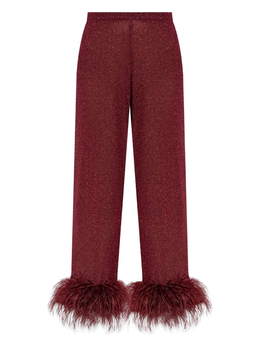 Plumage feather-trim trousers