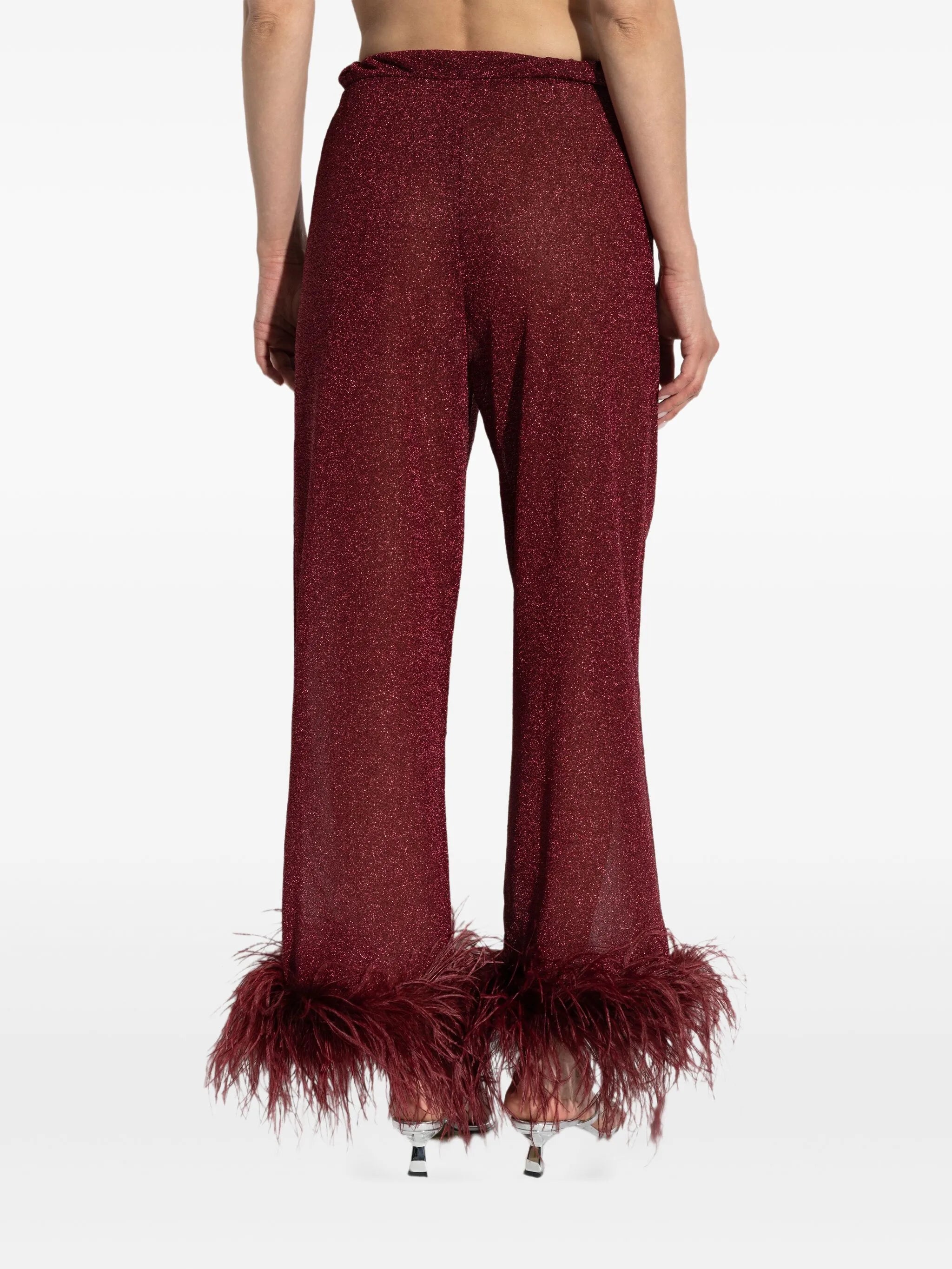 Plumage feather-trim trousers