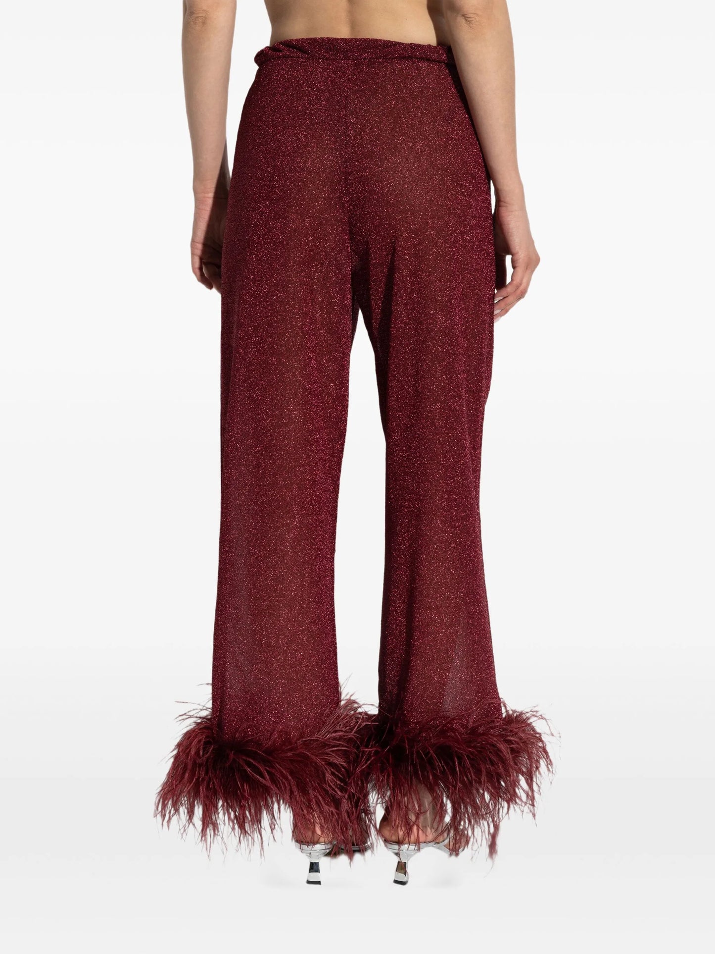 Plumage feather-trim trousers