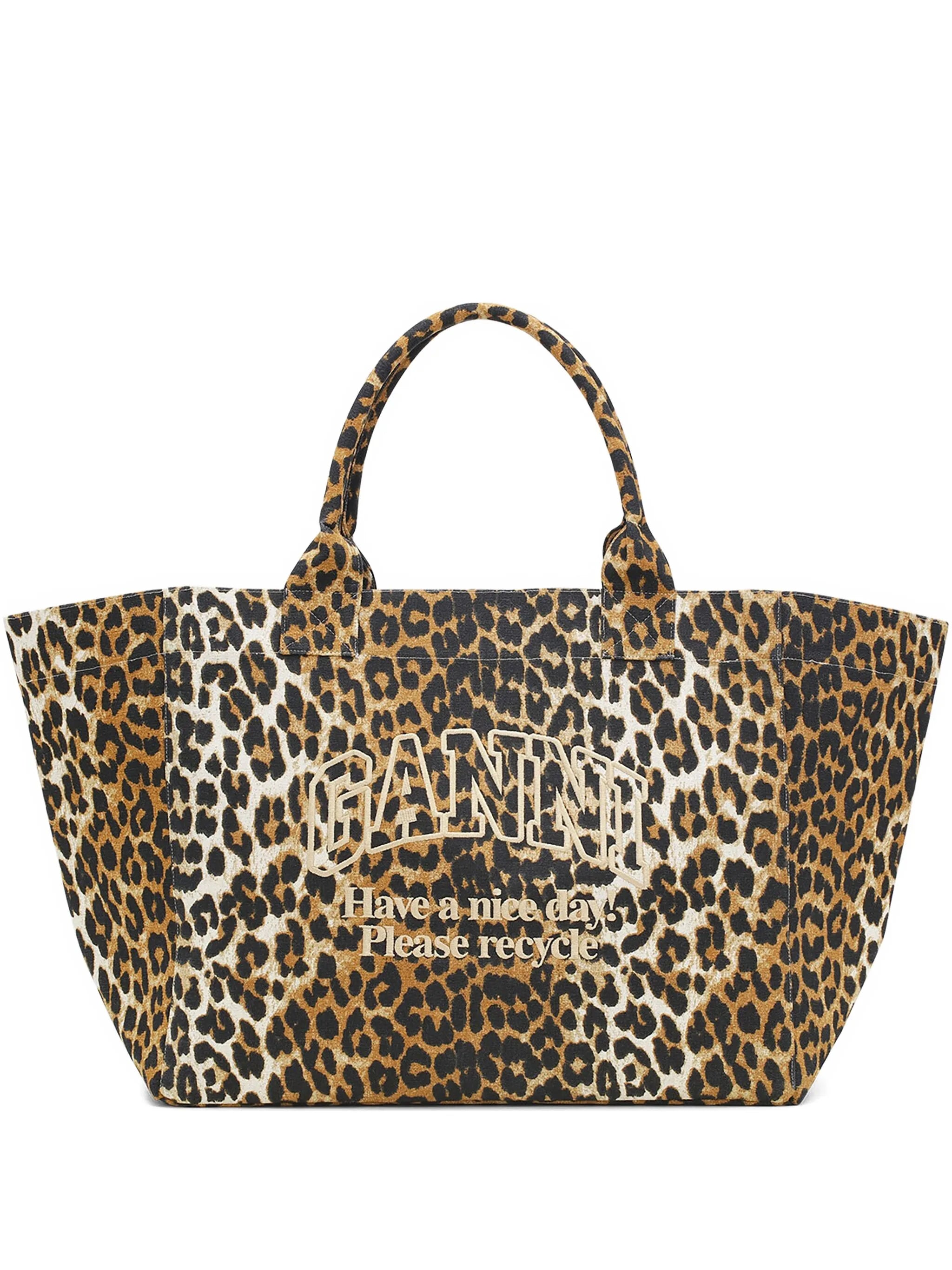 leopard-print tote bag