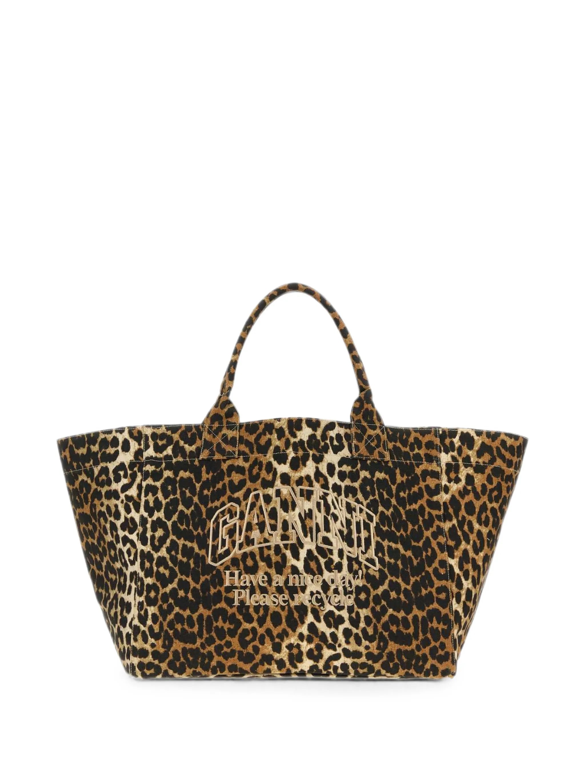 XXL leopard-print tote bag