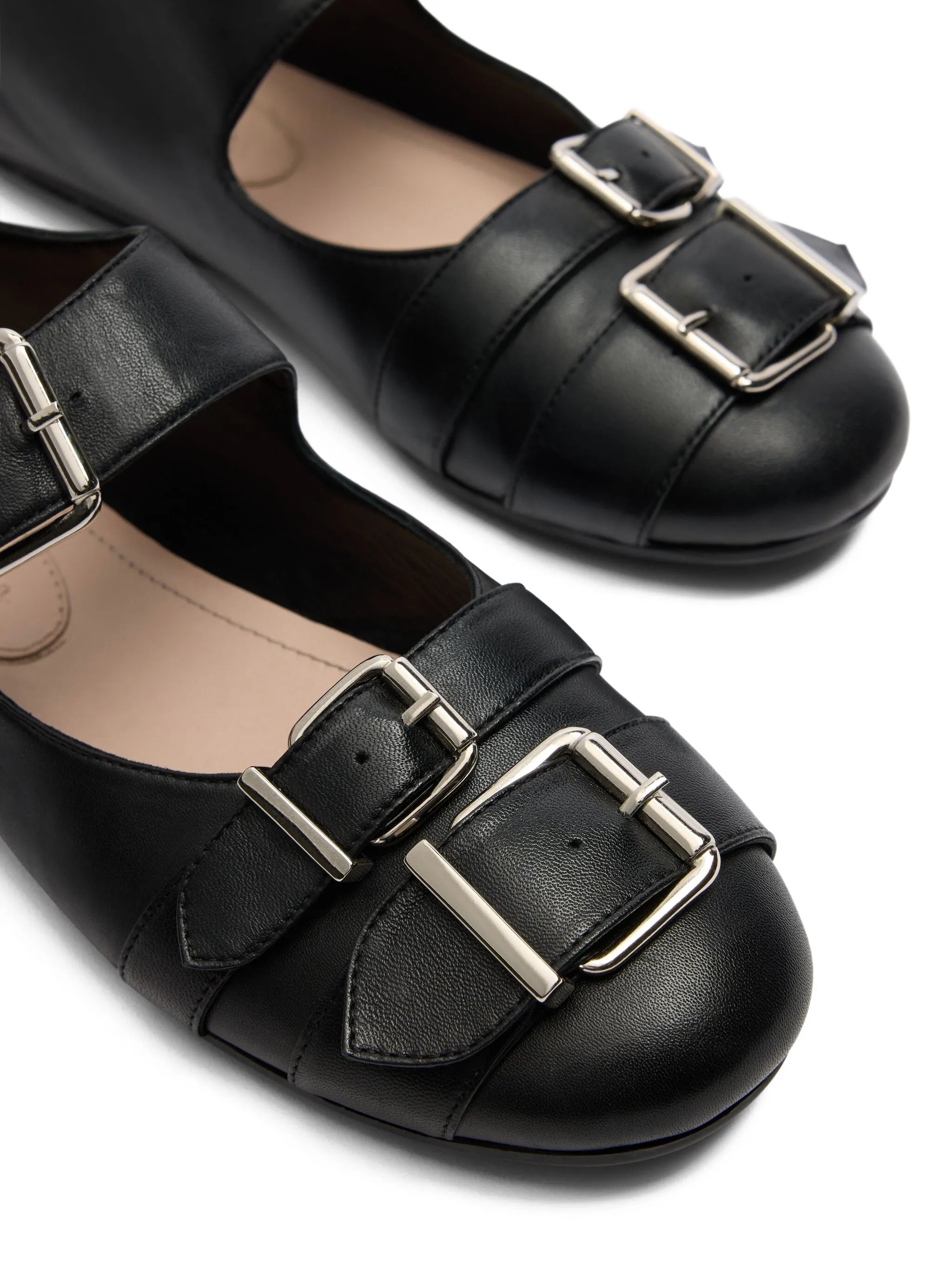 double-buckle ballet flats