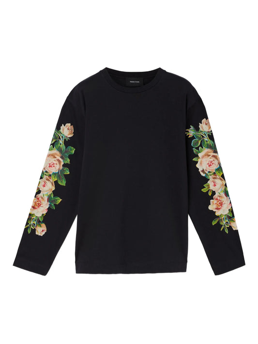 rose-print long-sleeve T-shirt