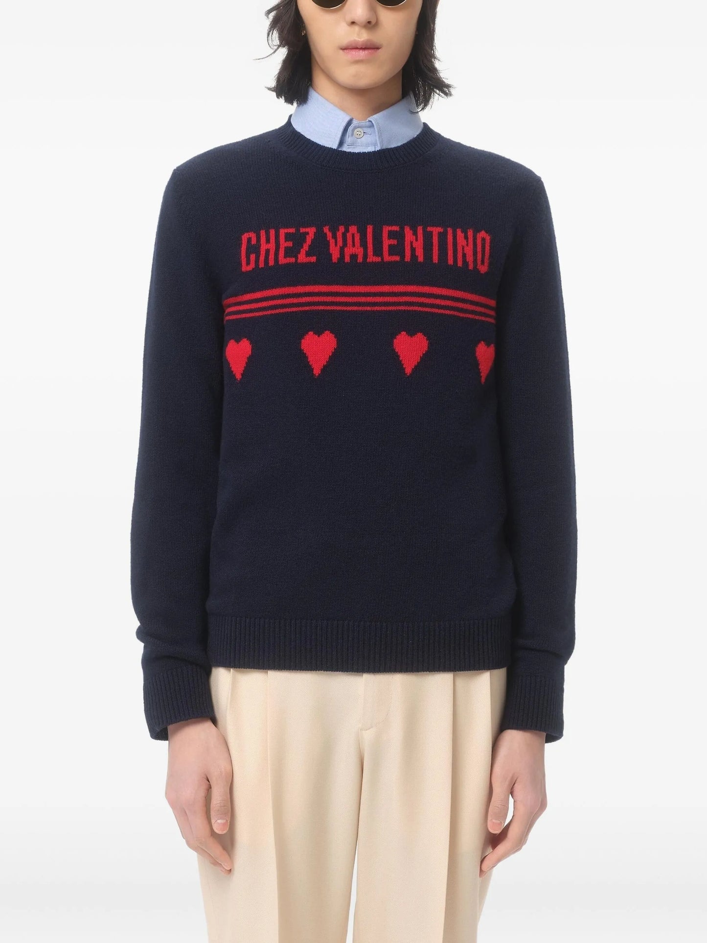 heart motif text sweater