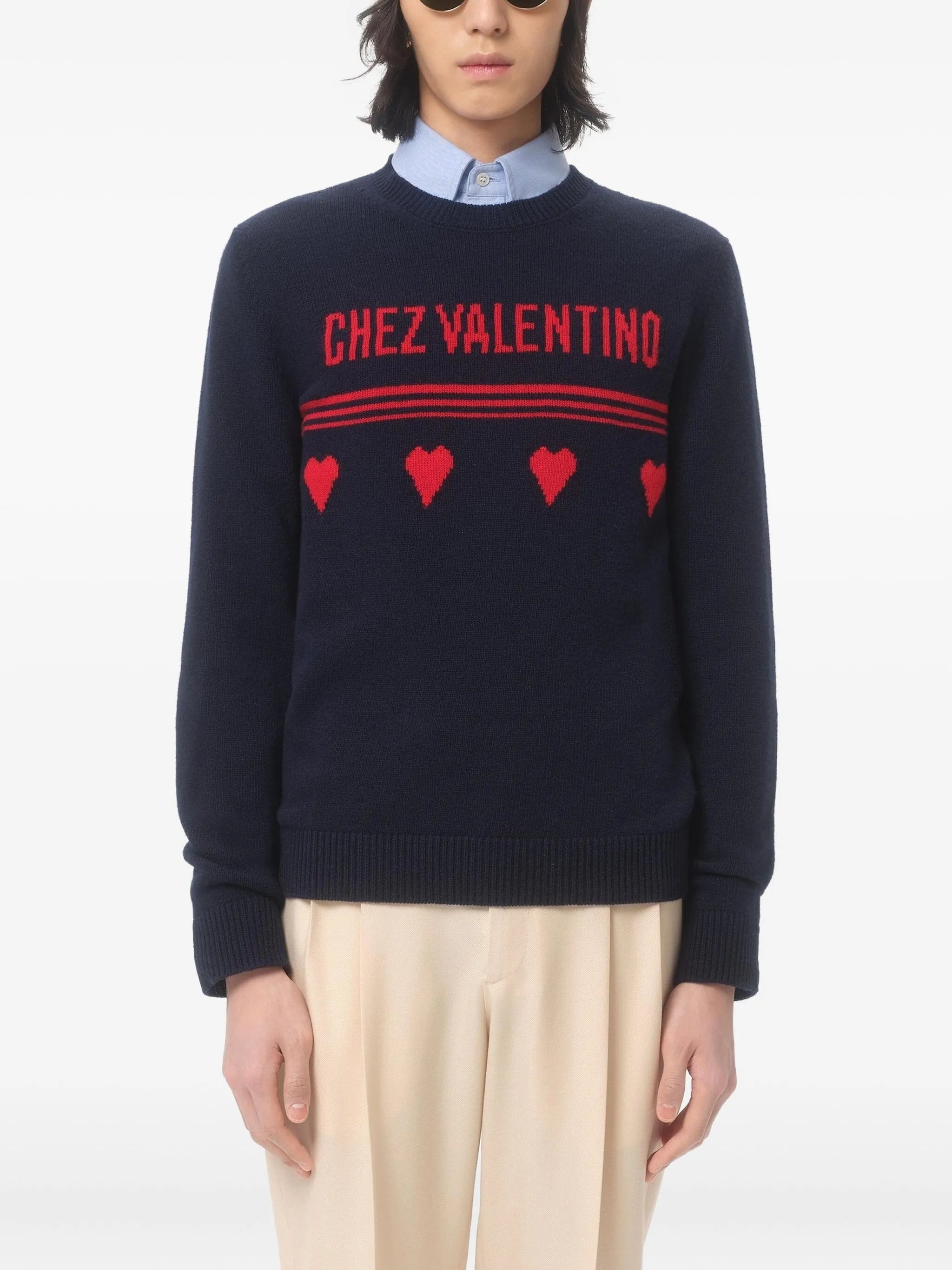 heart motif text sweater