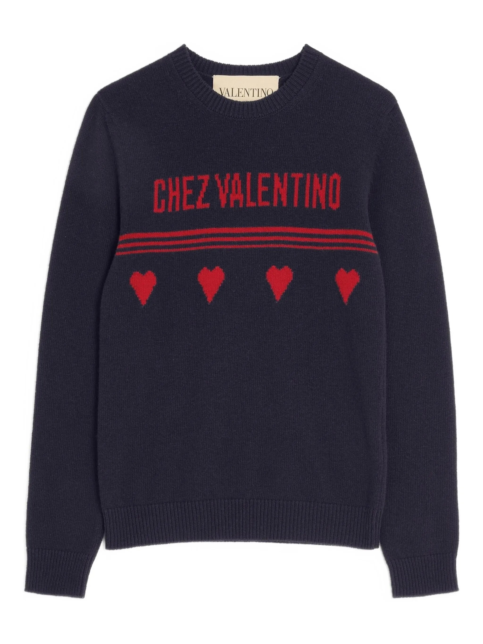 Chez Valentino jacquard-motif wool sweater