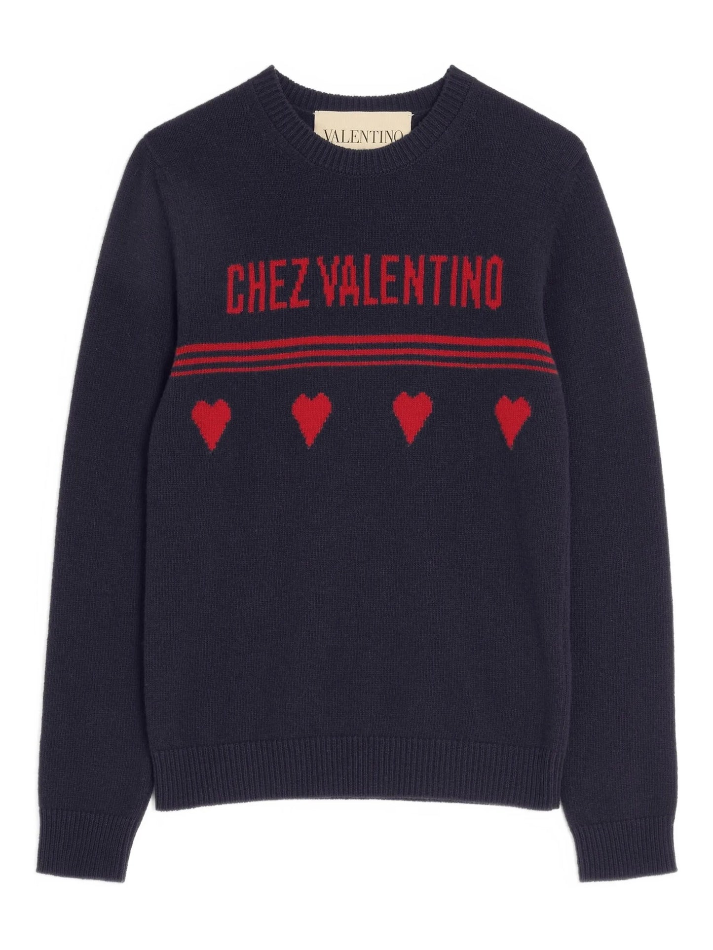 Chez Valentino jacquard-motif wool sweater