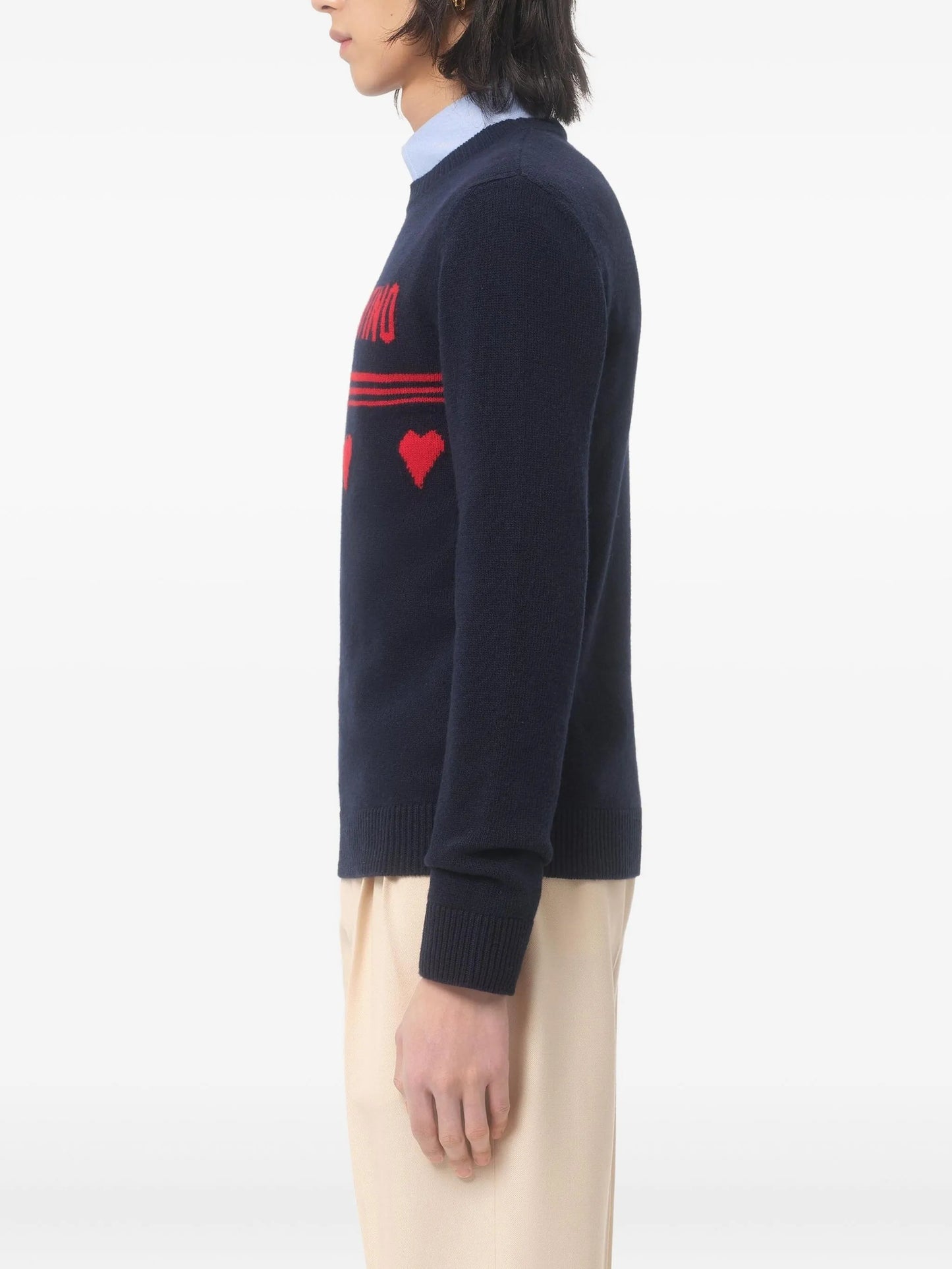 heart motif text sweater