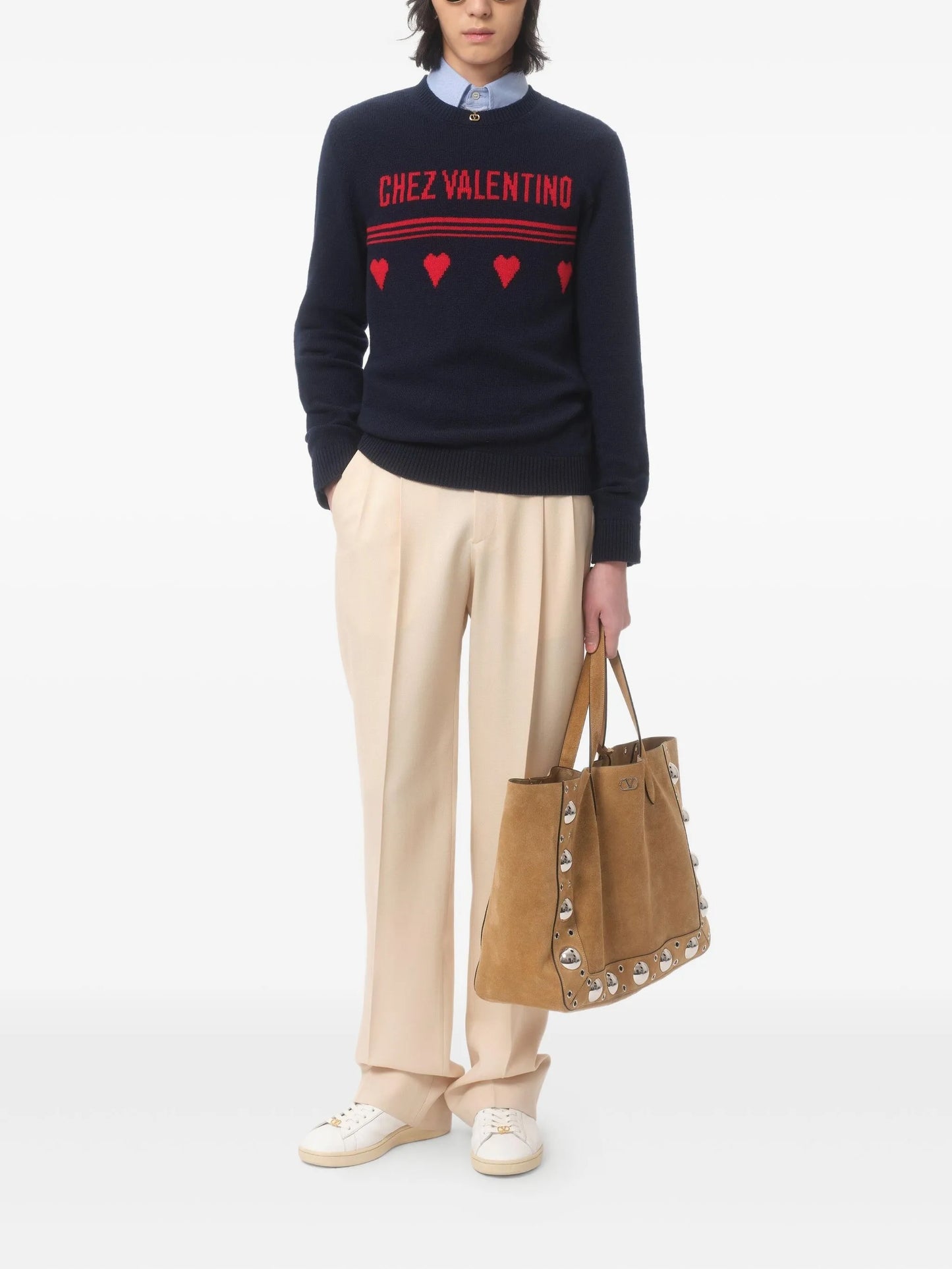 heart motif text sweater