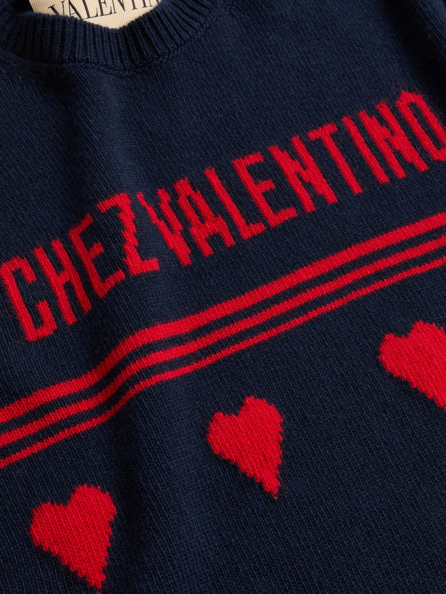 heart motif text sweater