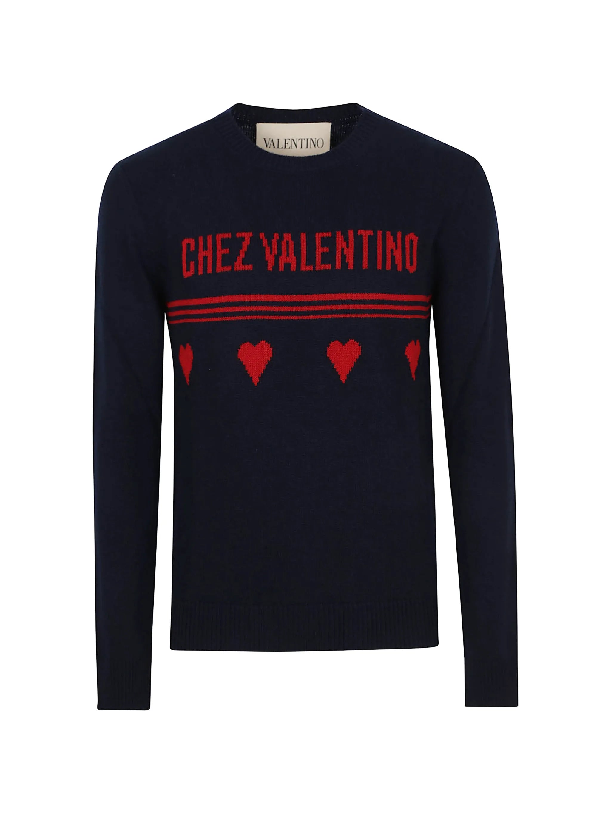 Chez Valentino jacquard-motif wool sweater