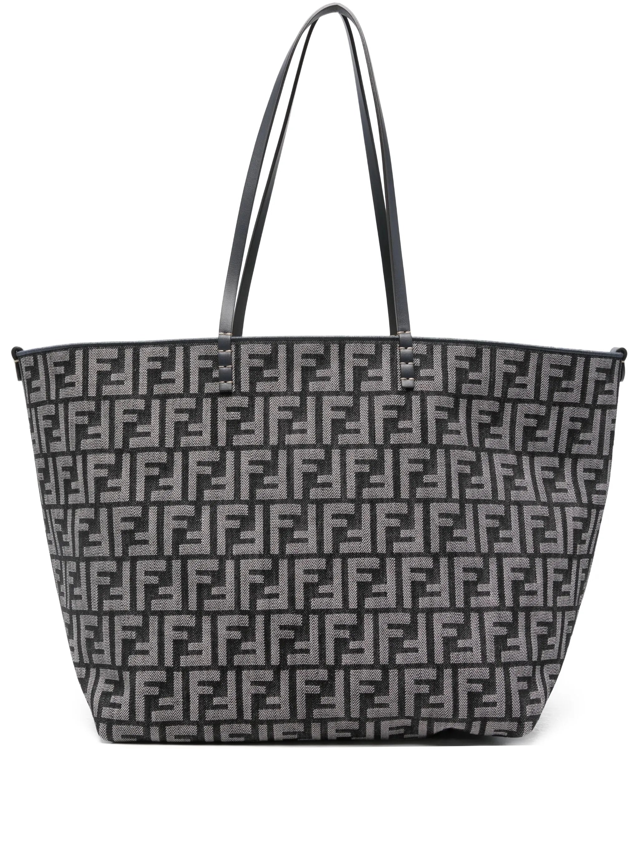 large Roll denim FF-jacquard tote bag