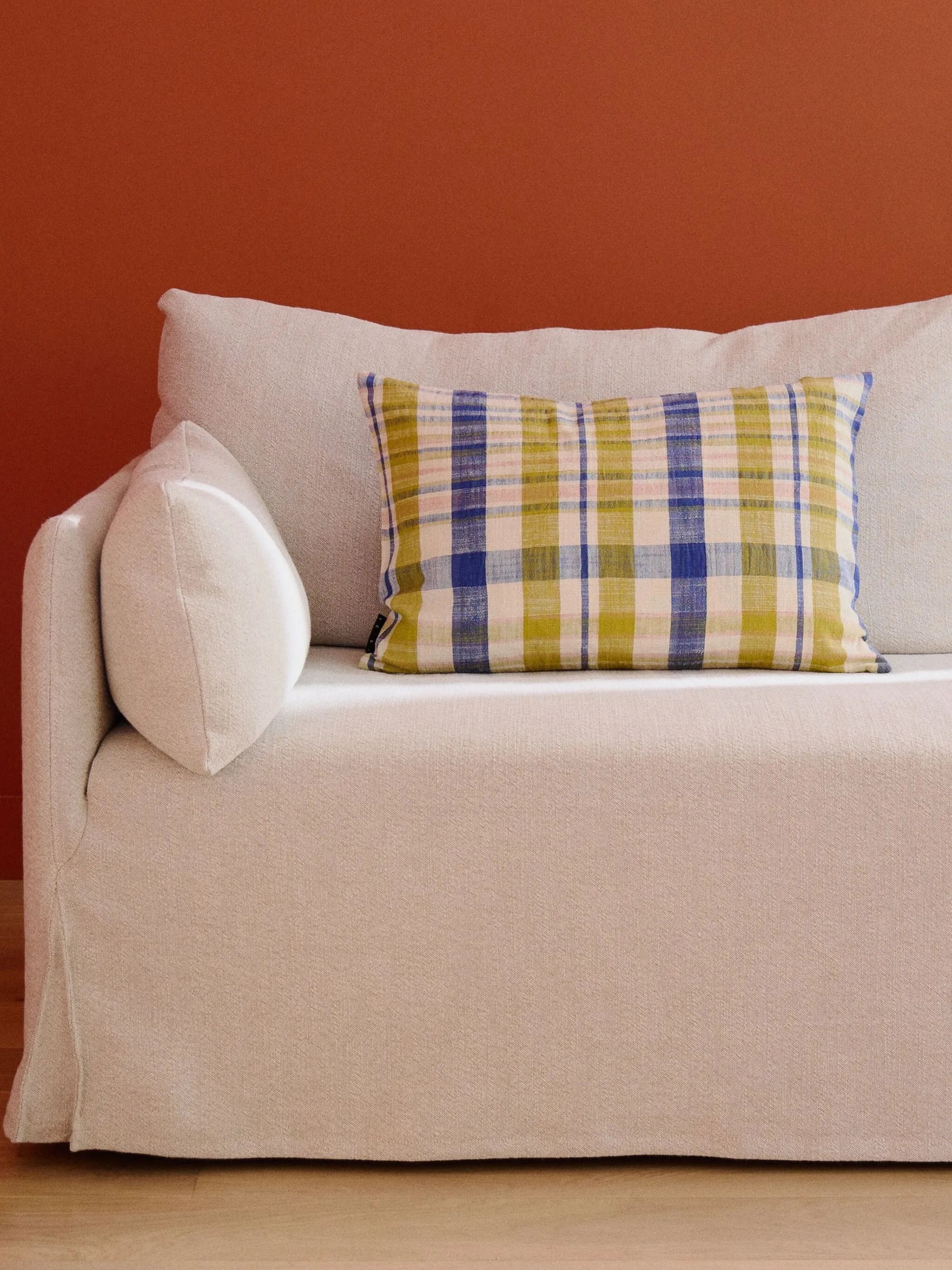 Marabar checked-pattern cushion