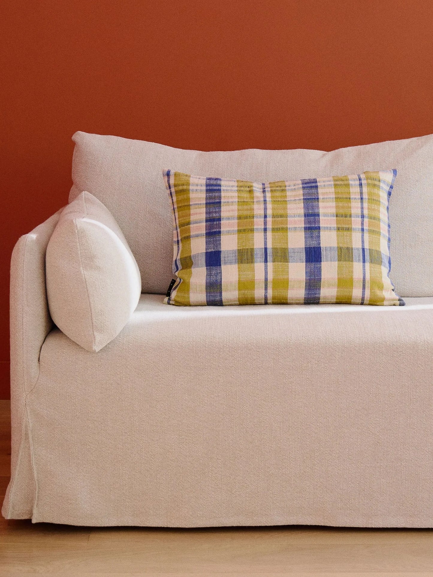 Marabar checked-pattern cushion