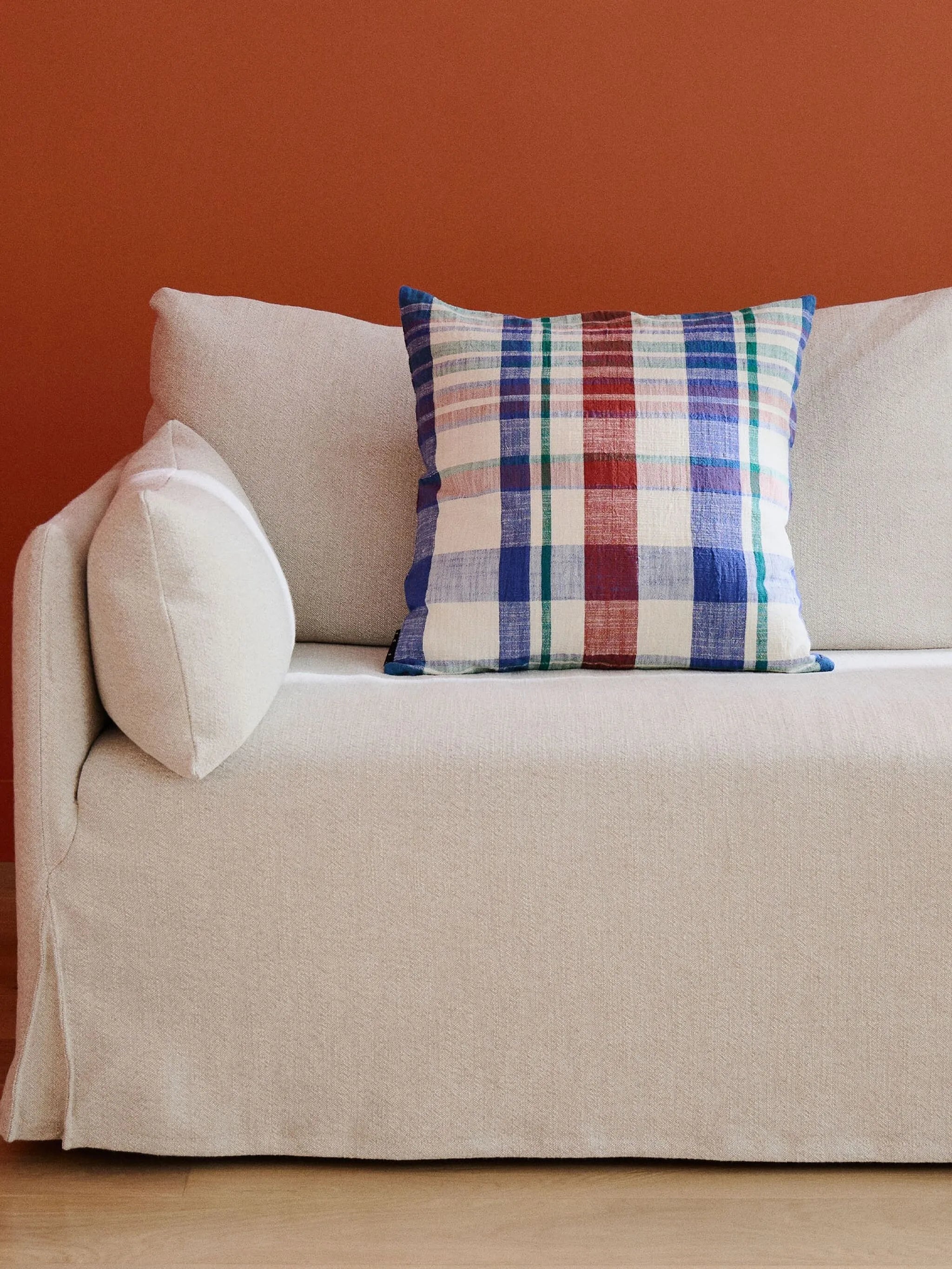 Marabar checked-pattern cushion