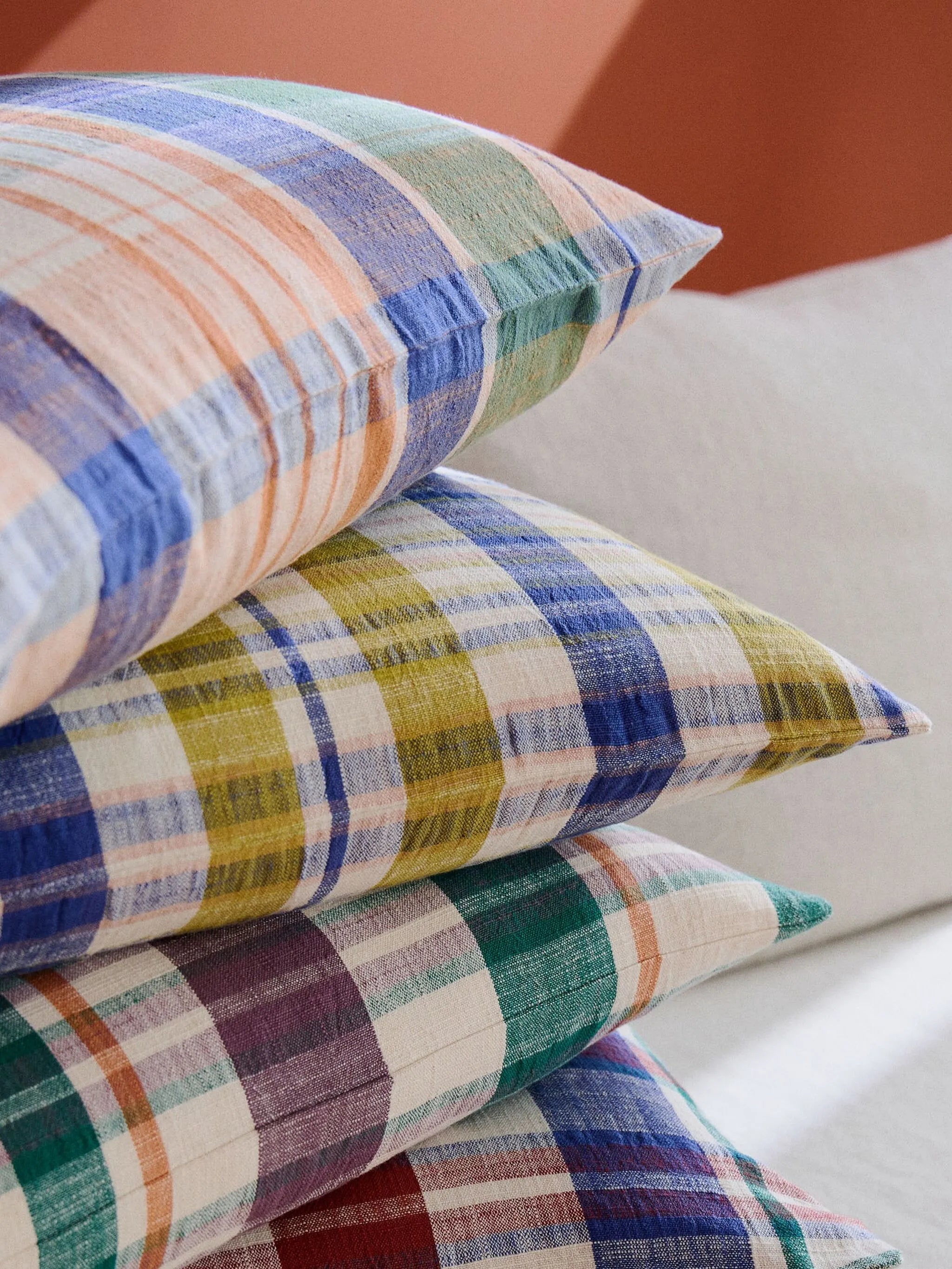 Marabar checked-pattern cushion