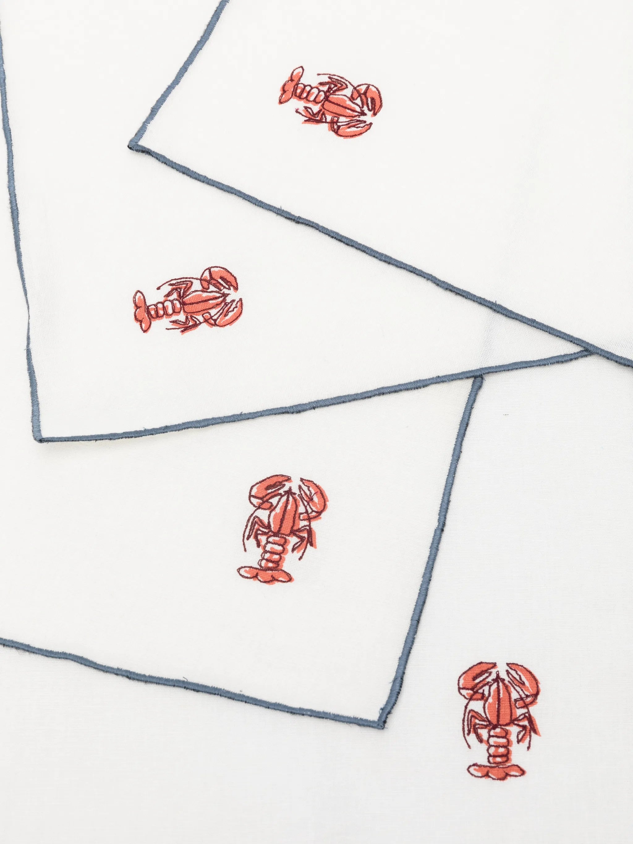 embroidered lobster motif napkin (set of 4)