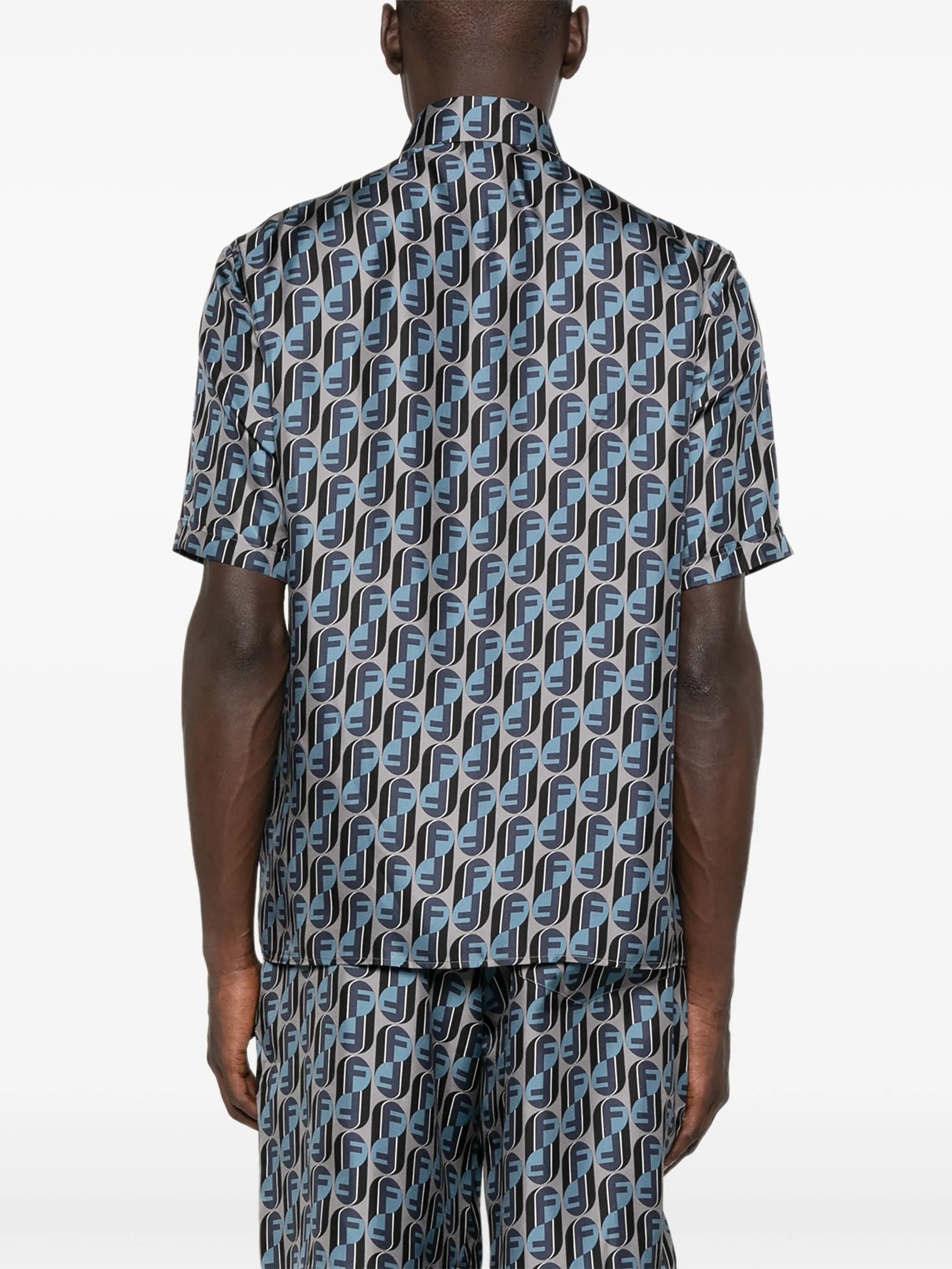 logo-print silk shirt