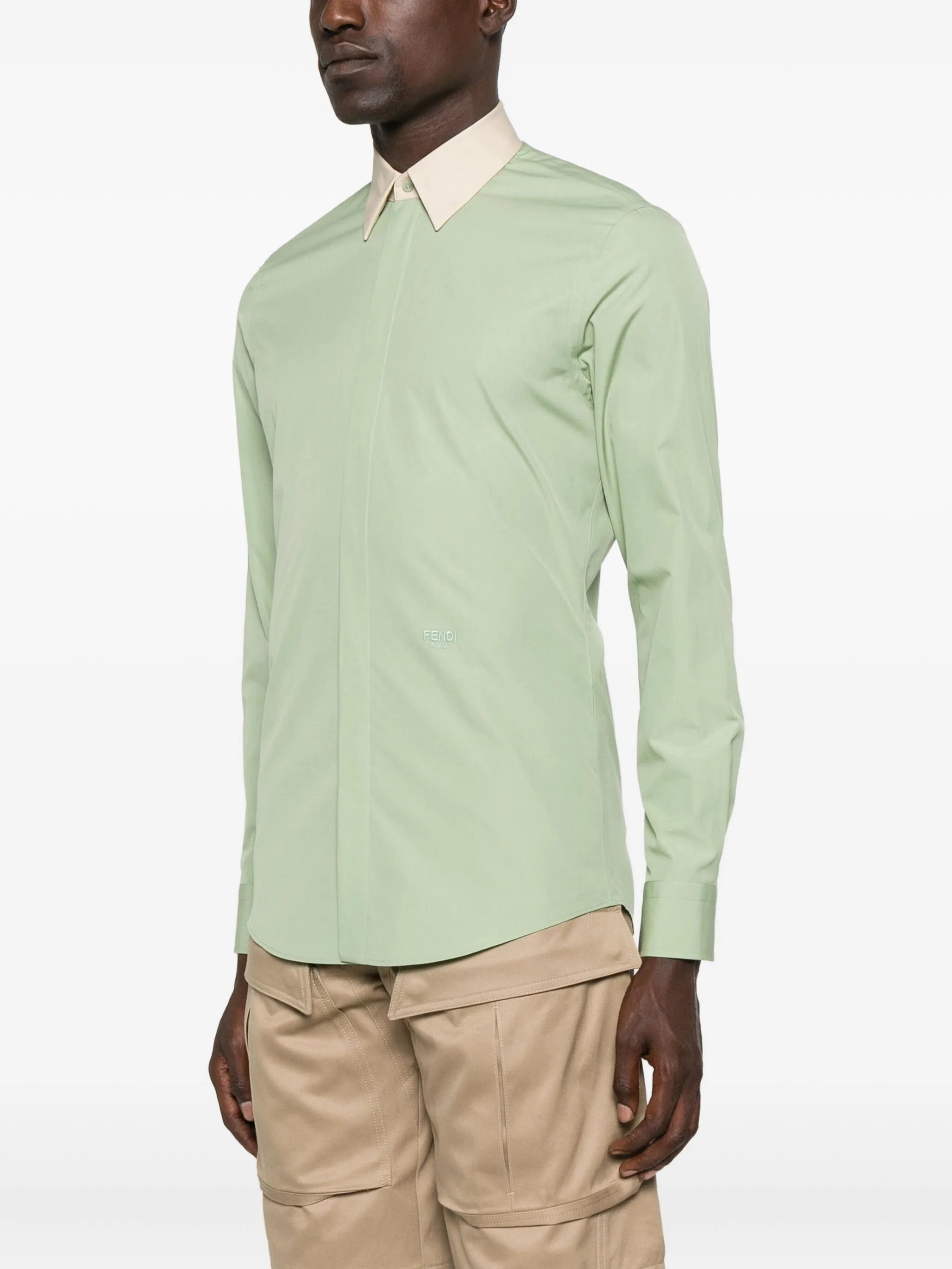 poplin contrast-collar shirt