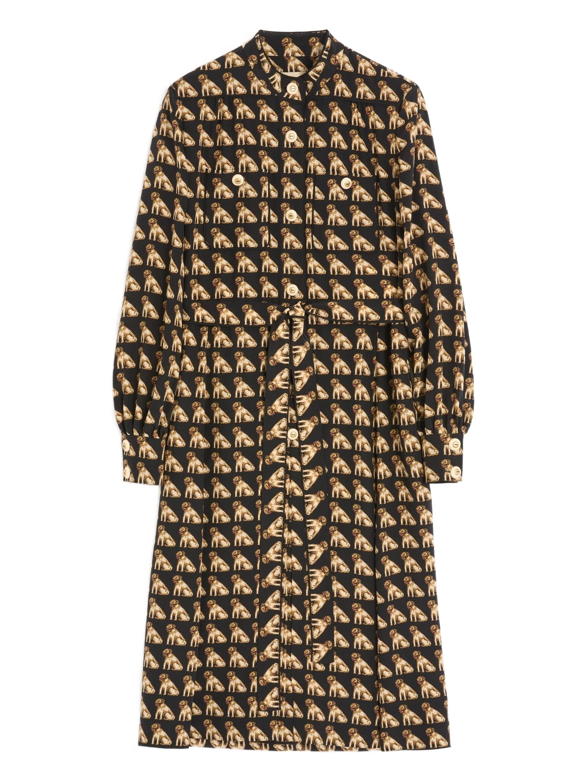 Petit Charles-print crepe de chine midi dress