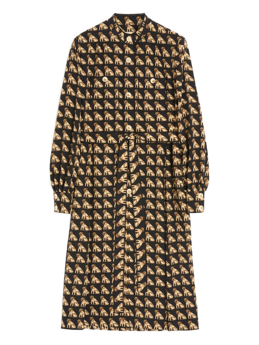 Petit Charles-print crepe de chine midi dress