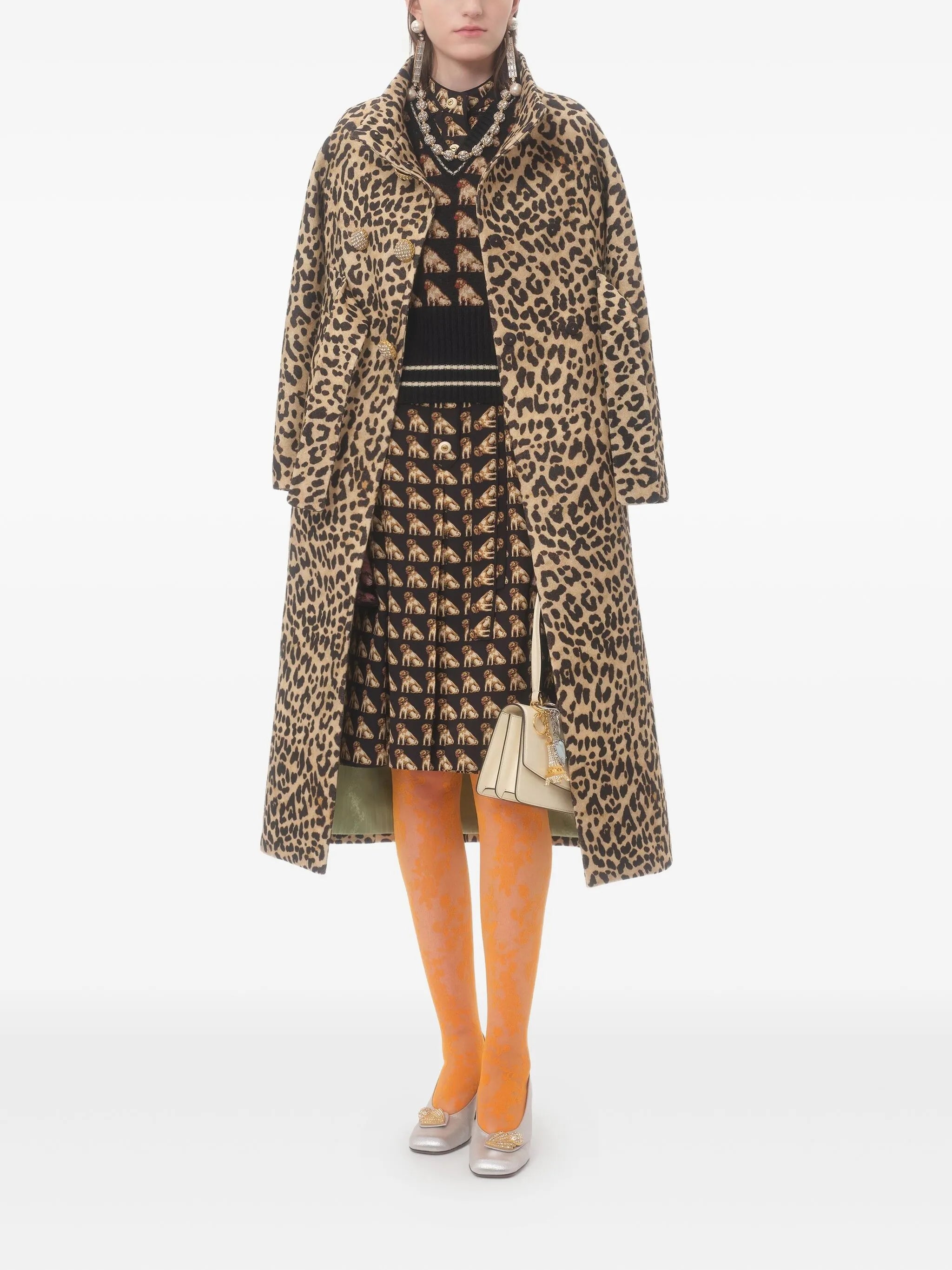 Petit Charles-print crepe de chine midi dress