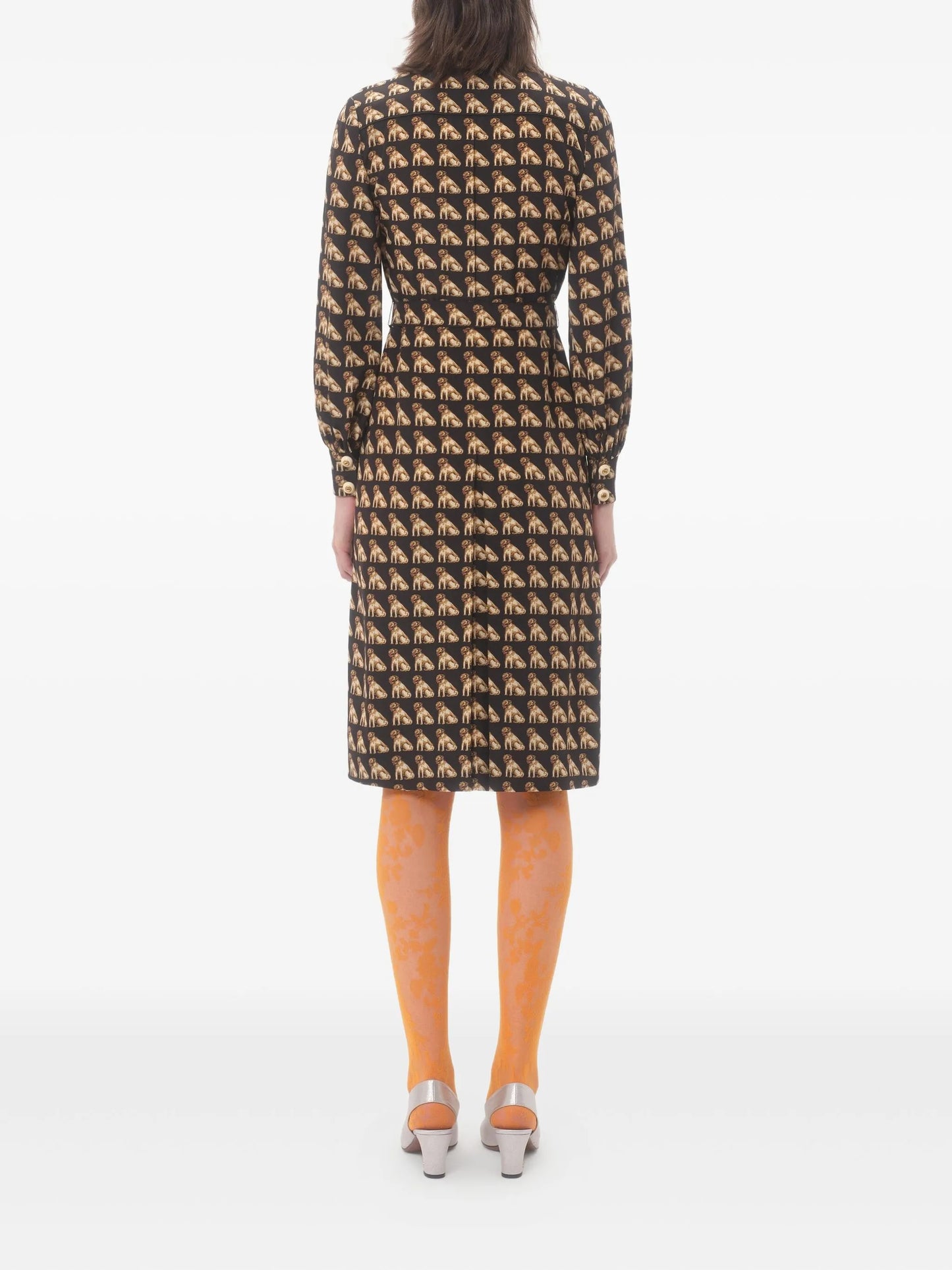 Petit Charles-print crepe de chine midi dress