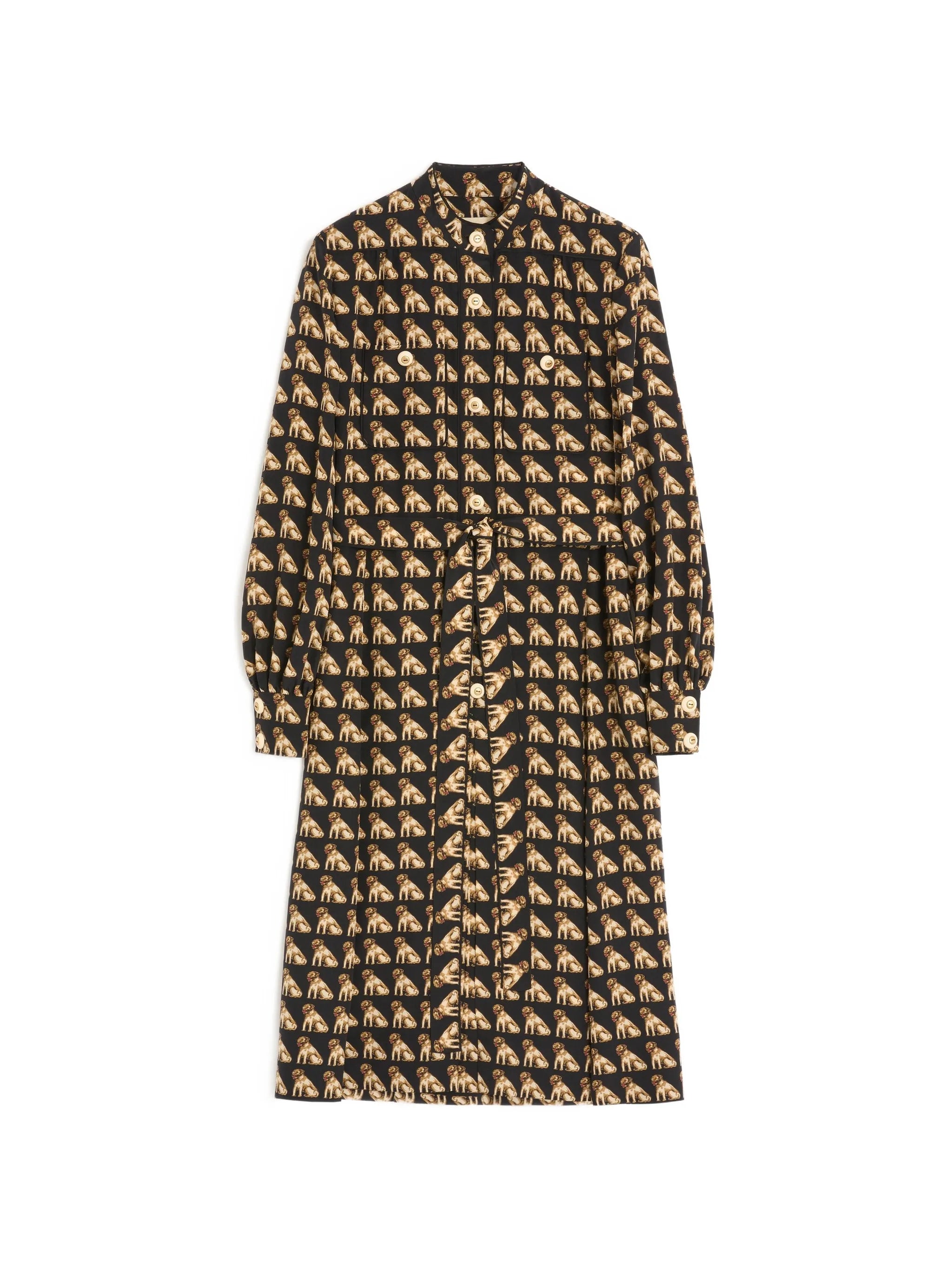 Petit Charles-print crepe de chine midi dress