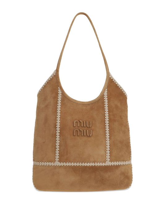 Miu Miu Ivy Suede Crochet Patchwork Tote