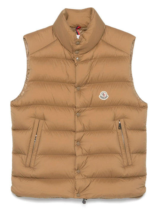 quilted button-fastening gilet