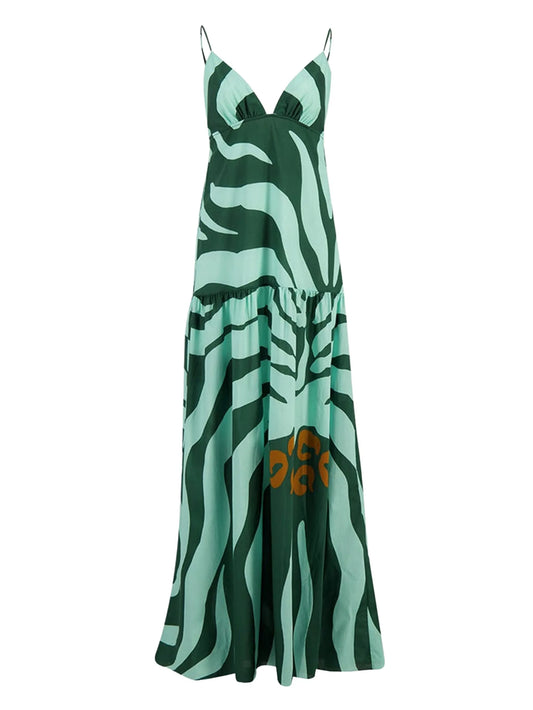 zebra-print tiered maxi dress
