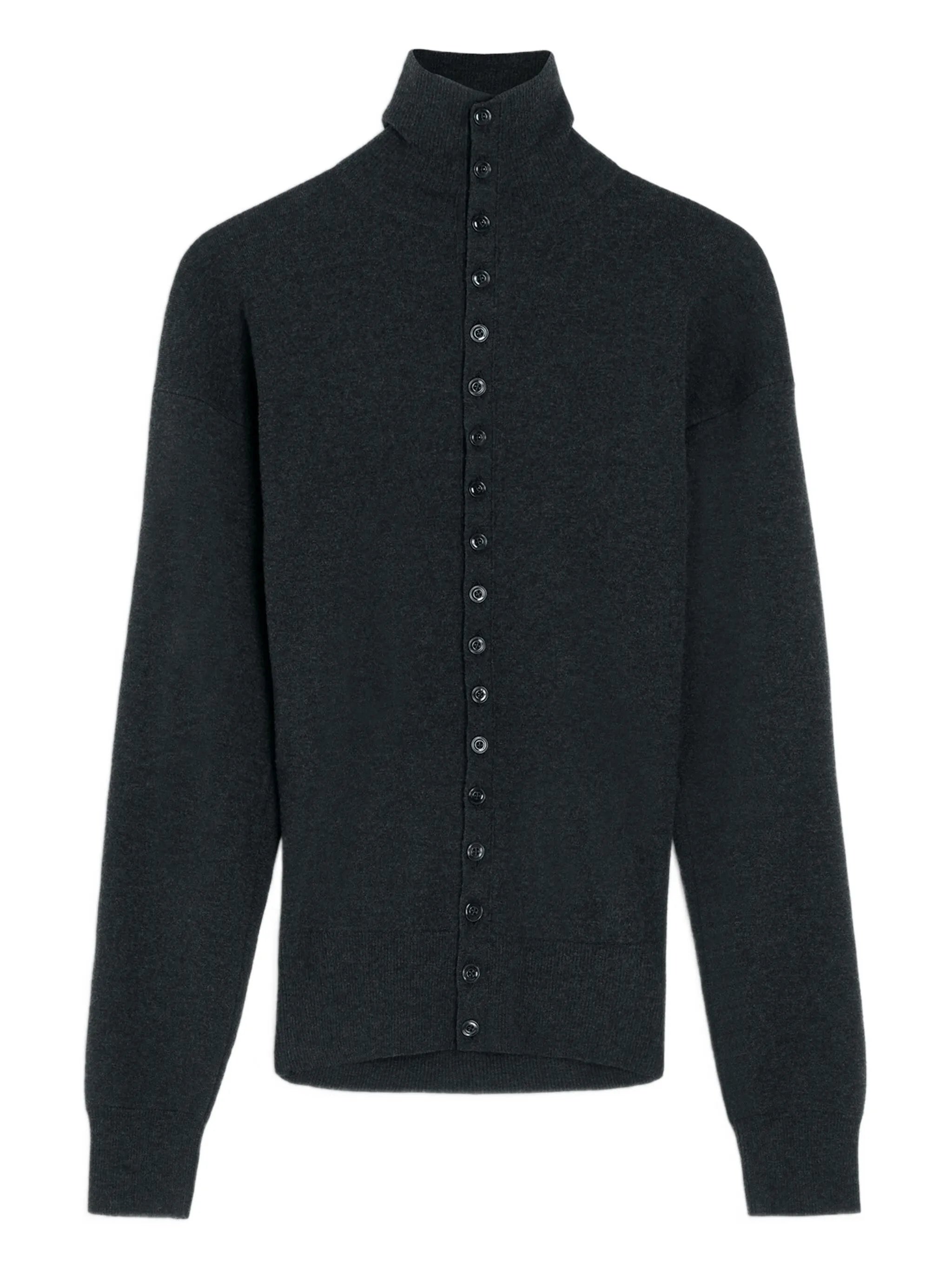 high-neck buttoned cardigan