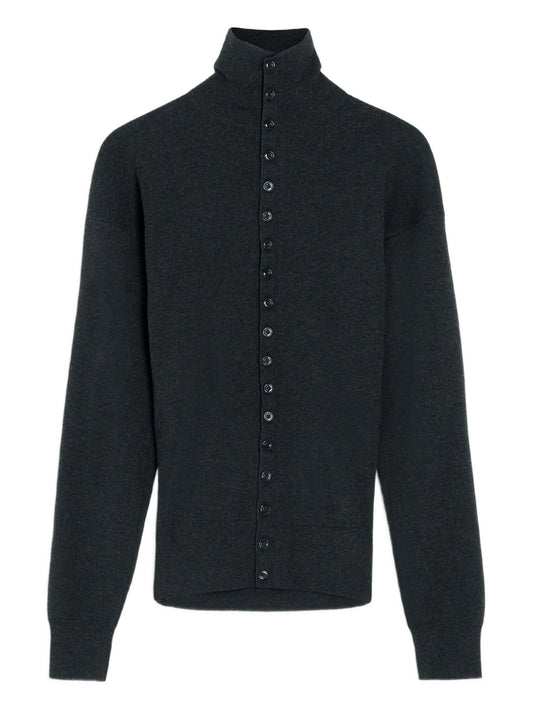 high-neck buttoned cardigan