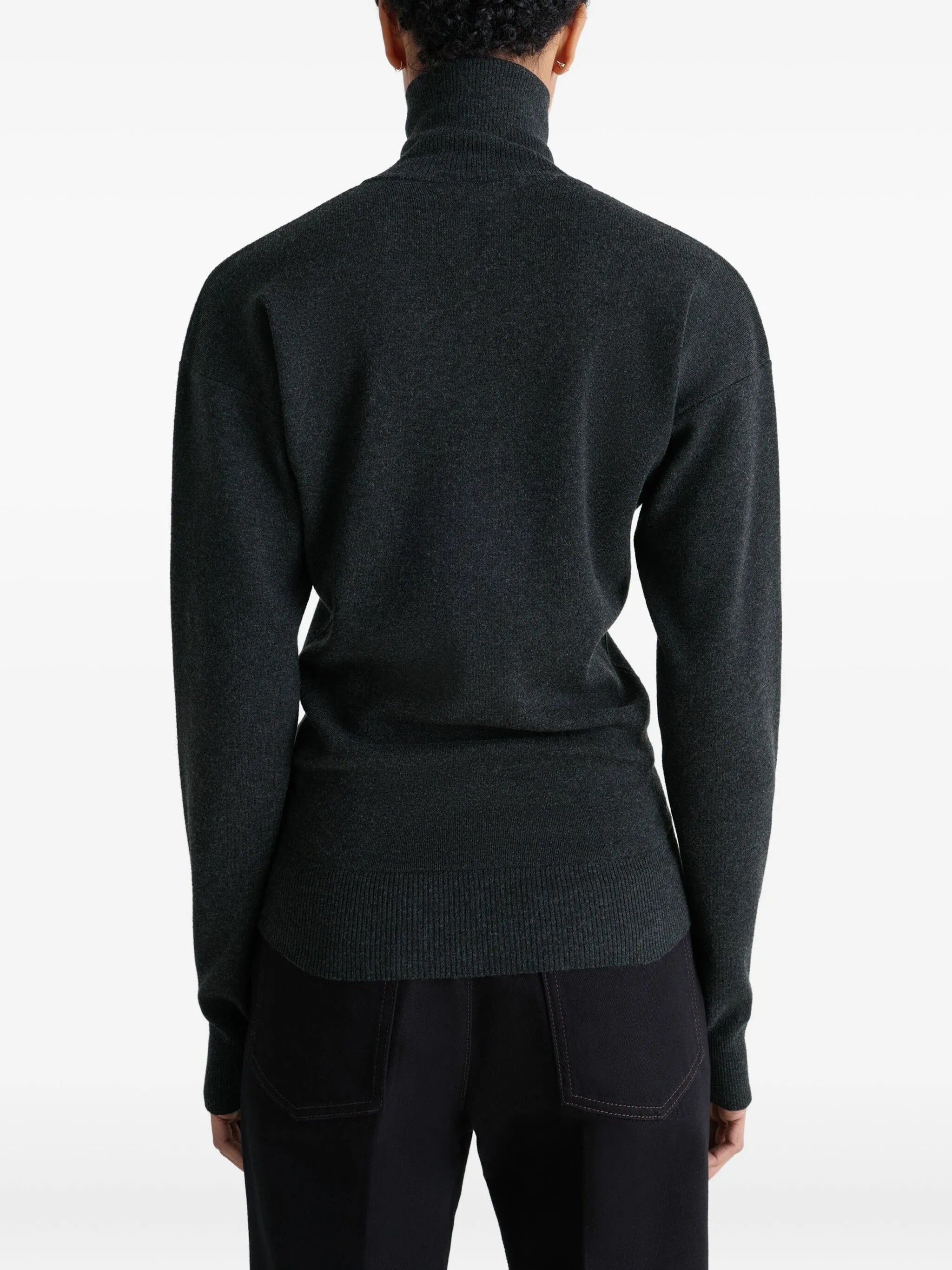 high-neck buttoned cardigan