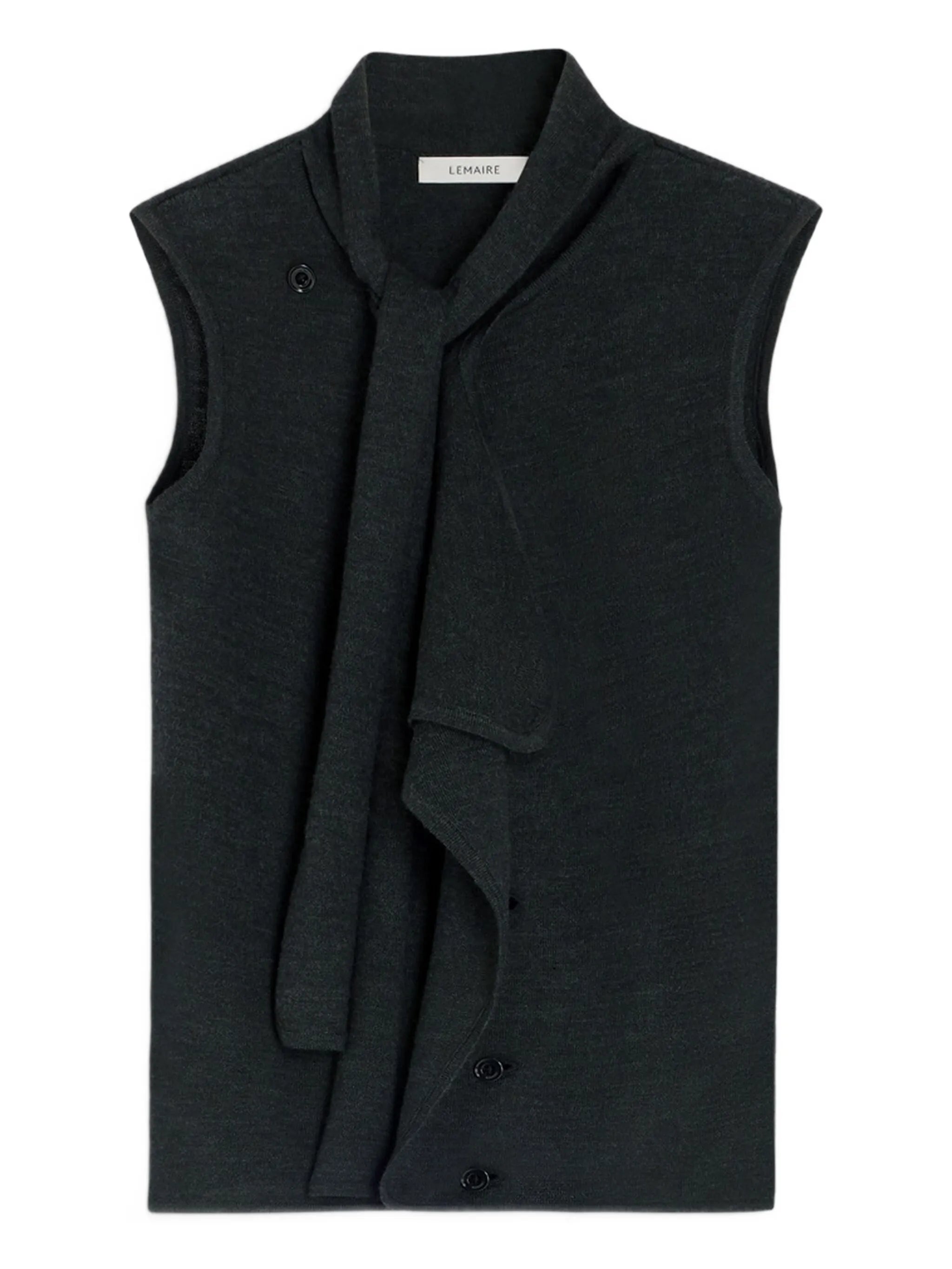 tie-neck asymmetrical sleeveless cardigan