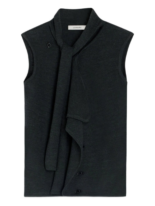 tie-neck knitted vest