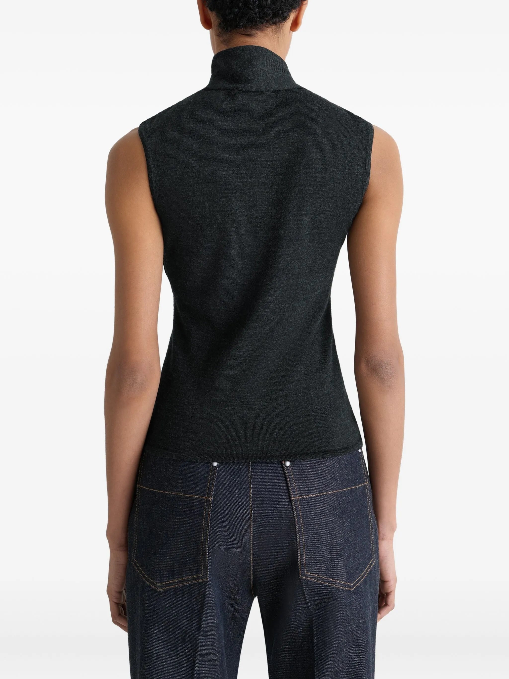 tie-neck knitted vest