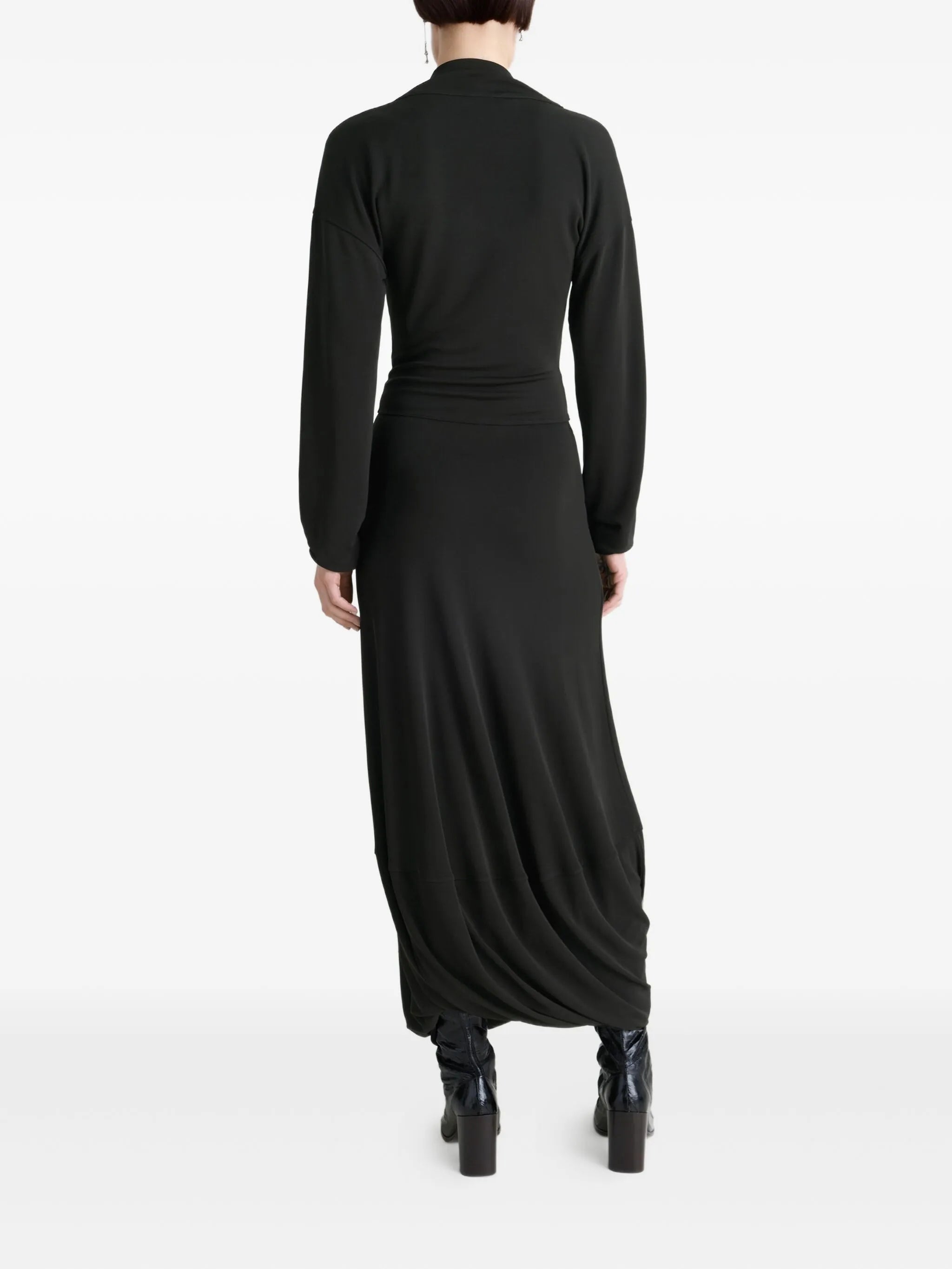 draped V-neck midi dress