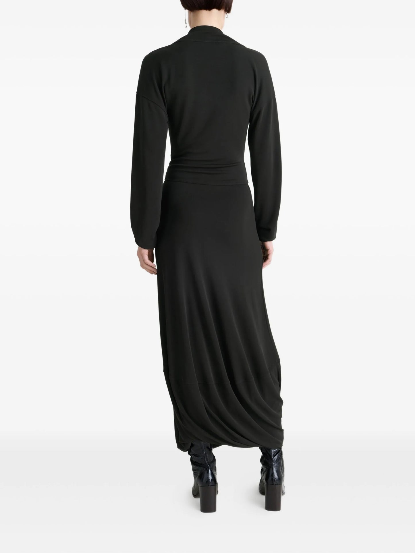 draped V-neck midi dress