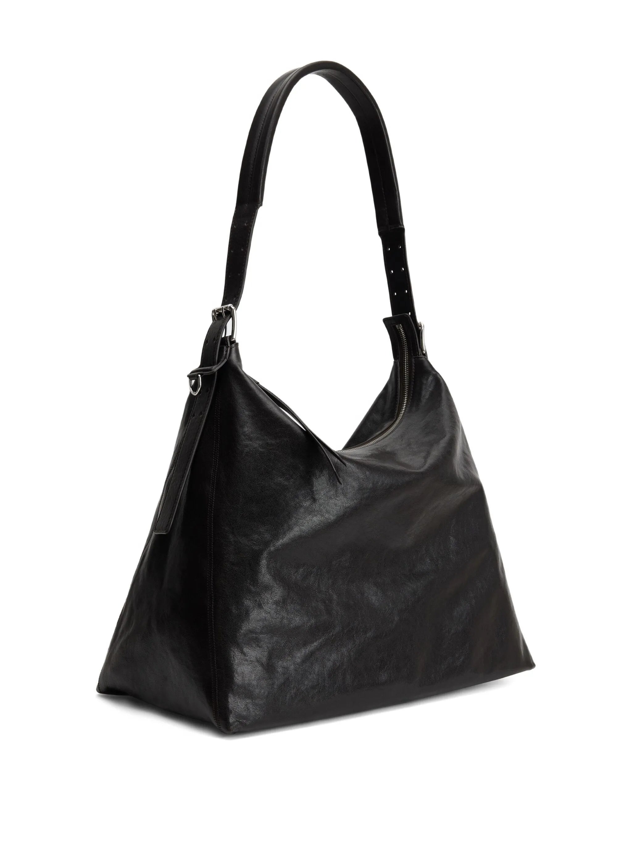 belted shoulder bag in leather