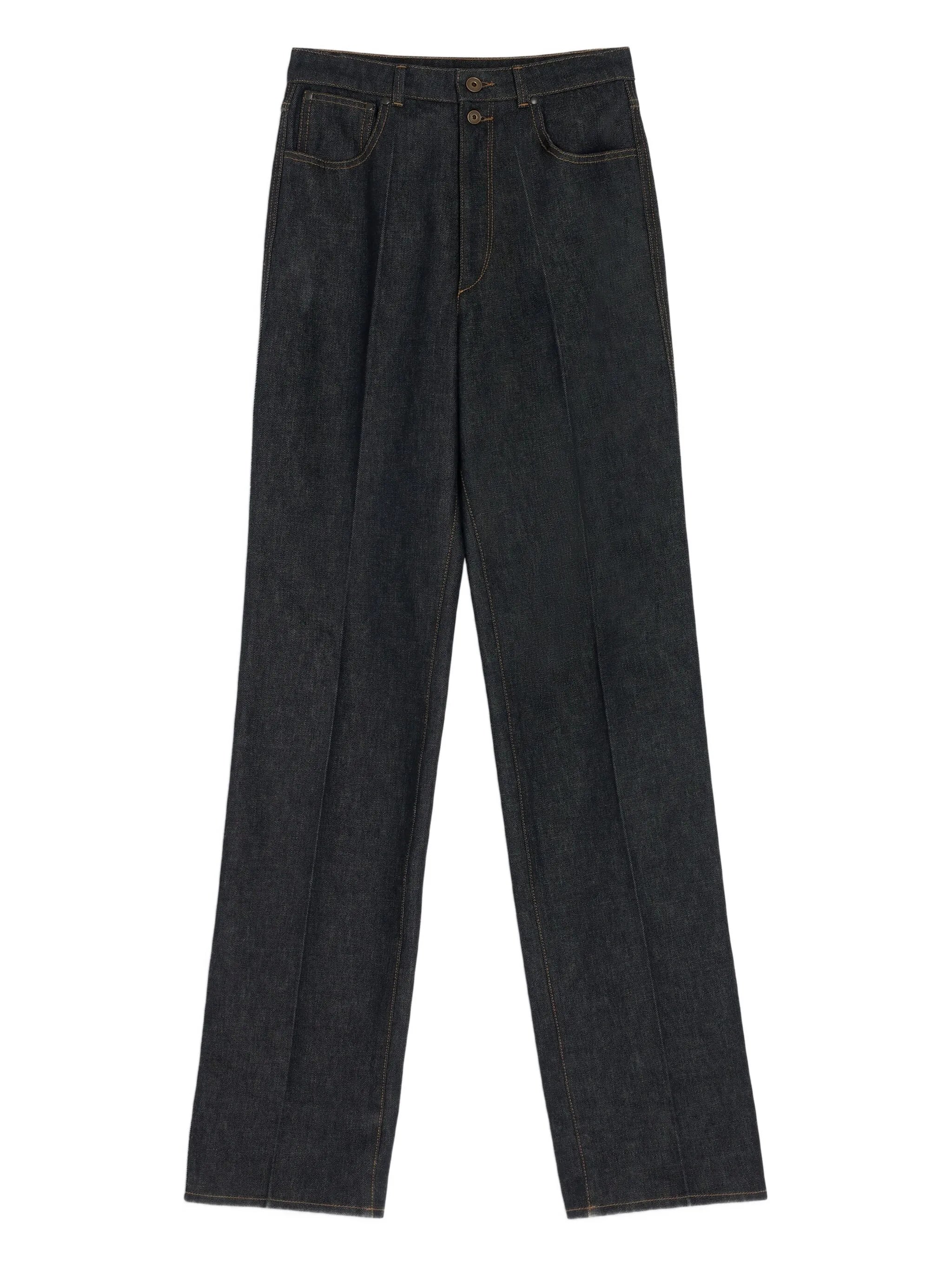 high-waisted pleated trousers