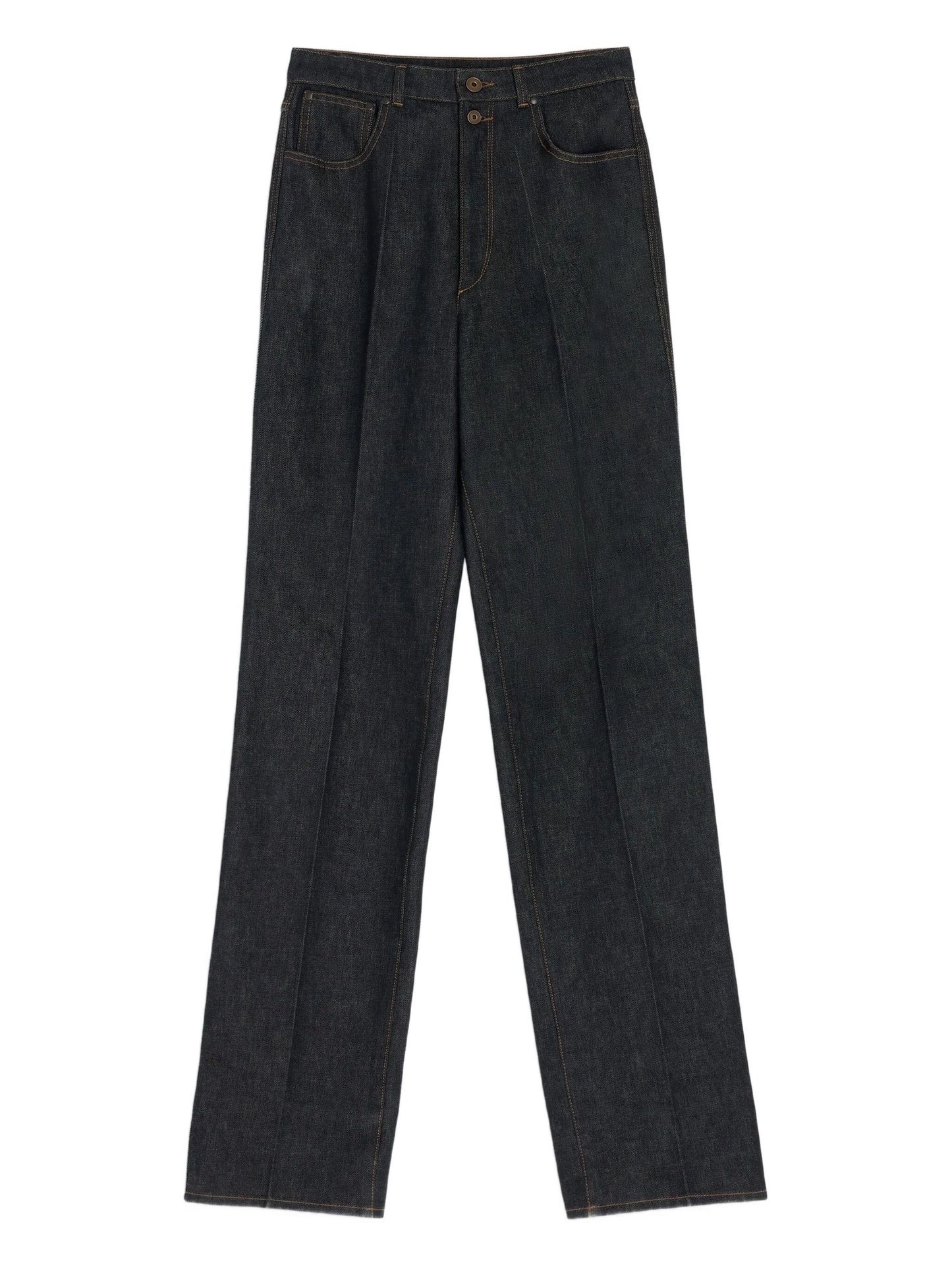 high-waisted pleated trousers