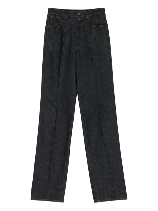 high-waisted pleated trousers