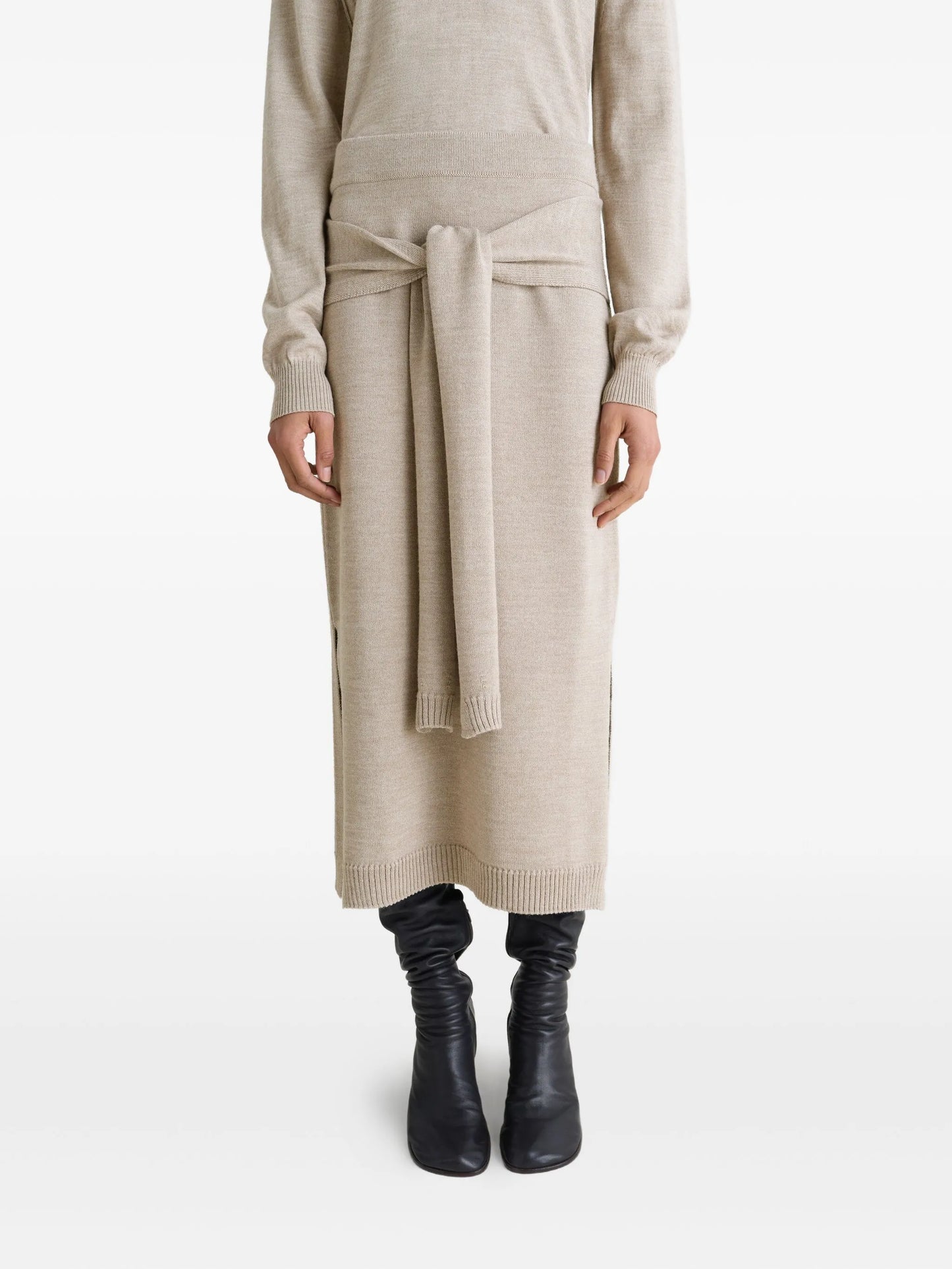 trompe l'oeil midi knitted skirt