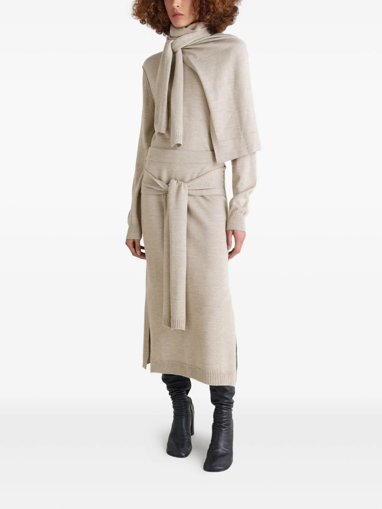 trompe l'oeil midi knitted skirt