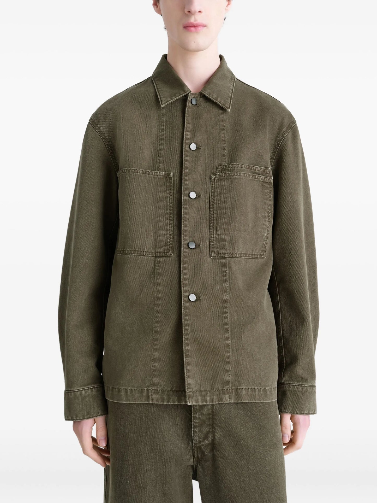 patch-pocket denim overshirt
