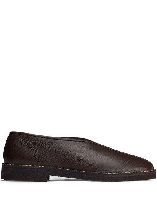 piped square-toe loafers
