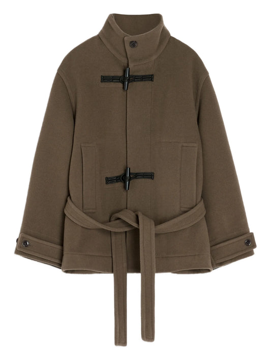toggle-fastening belted duffle coat