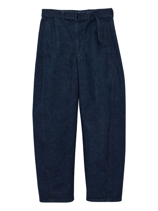 belted twisted denim jeans