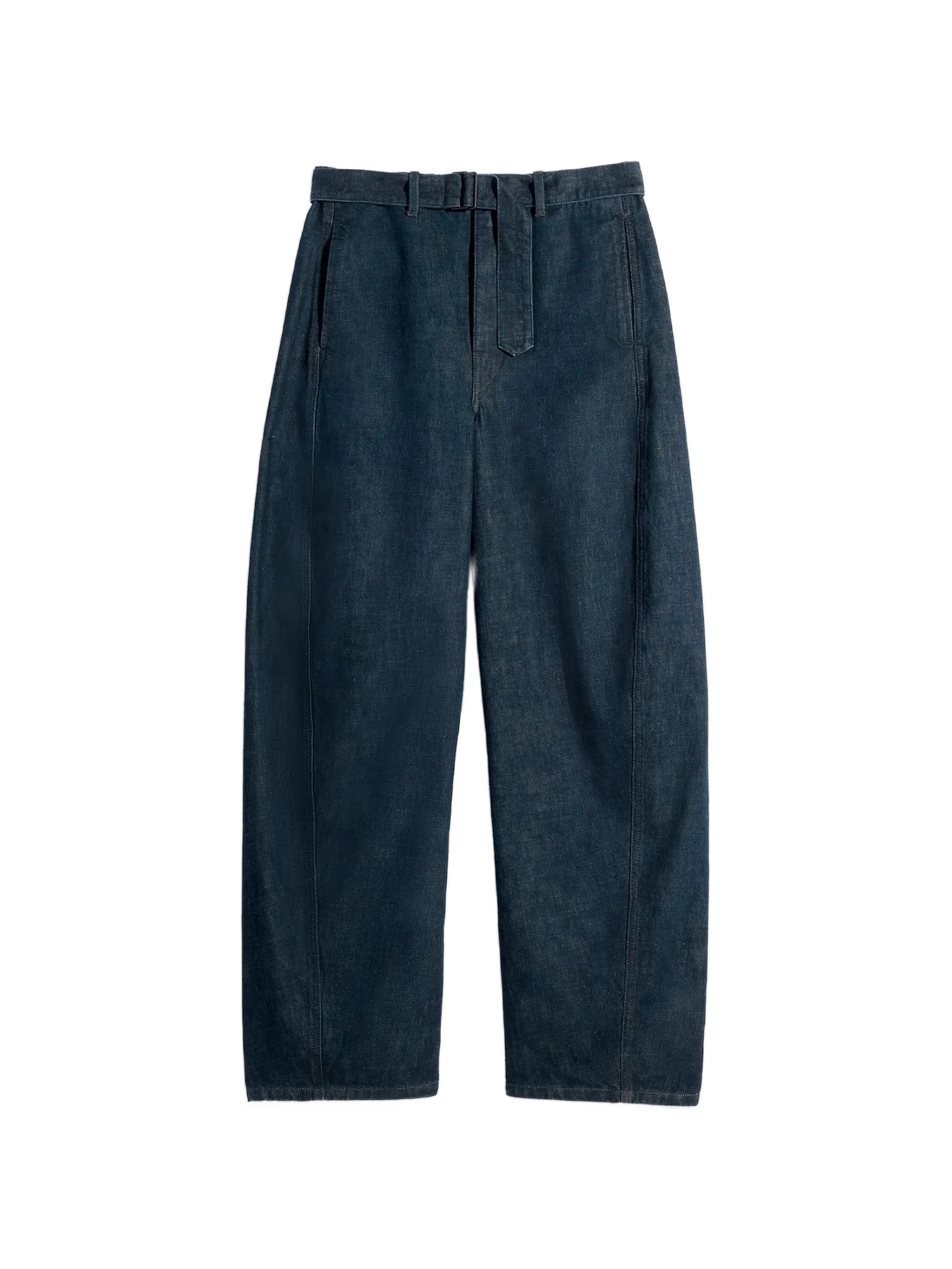 belted twisted denim jeans